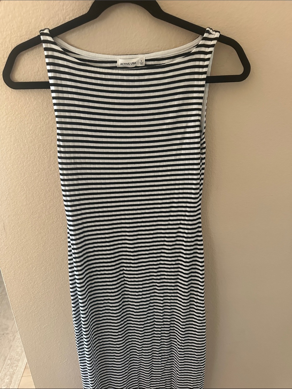 ACTIVE USA Black and White Striped Tank Dress